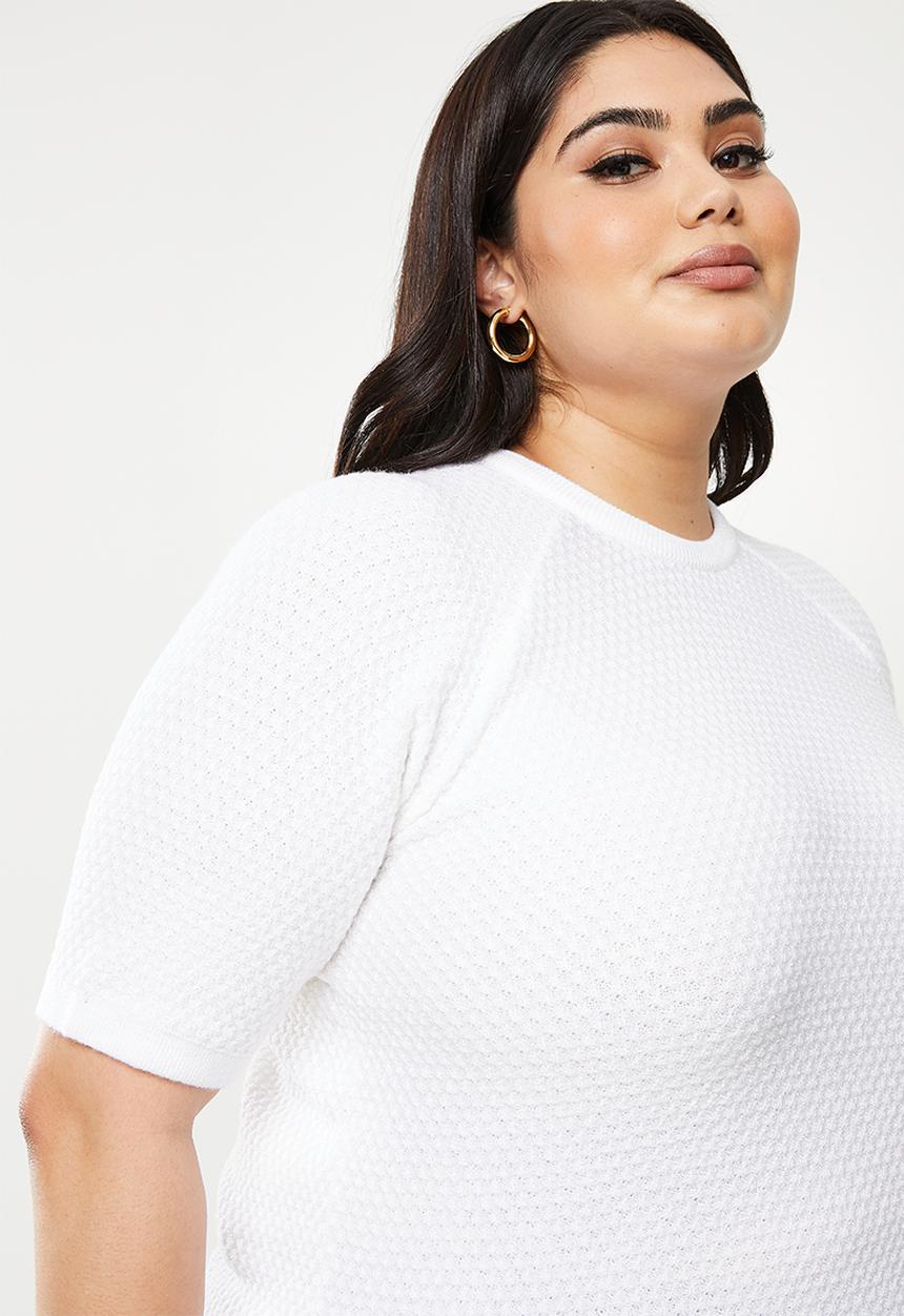 Me&B - Plus textured knitted top - milk