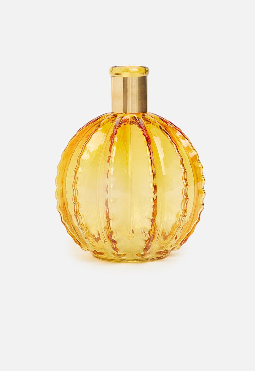 H&S - Golden neck glass vase - mustard