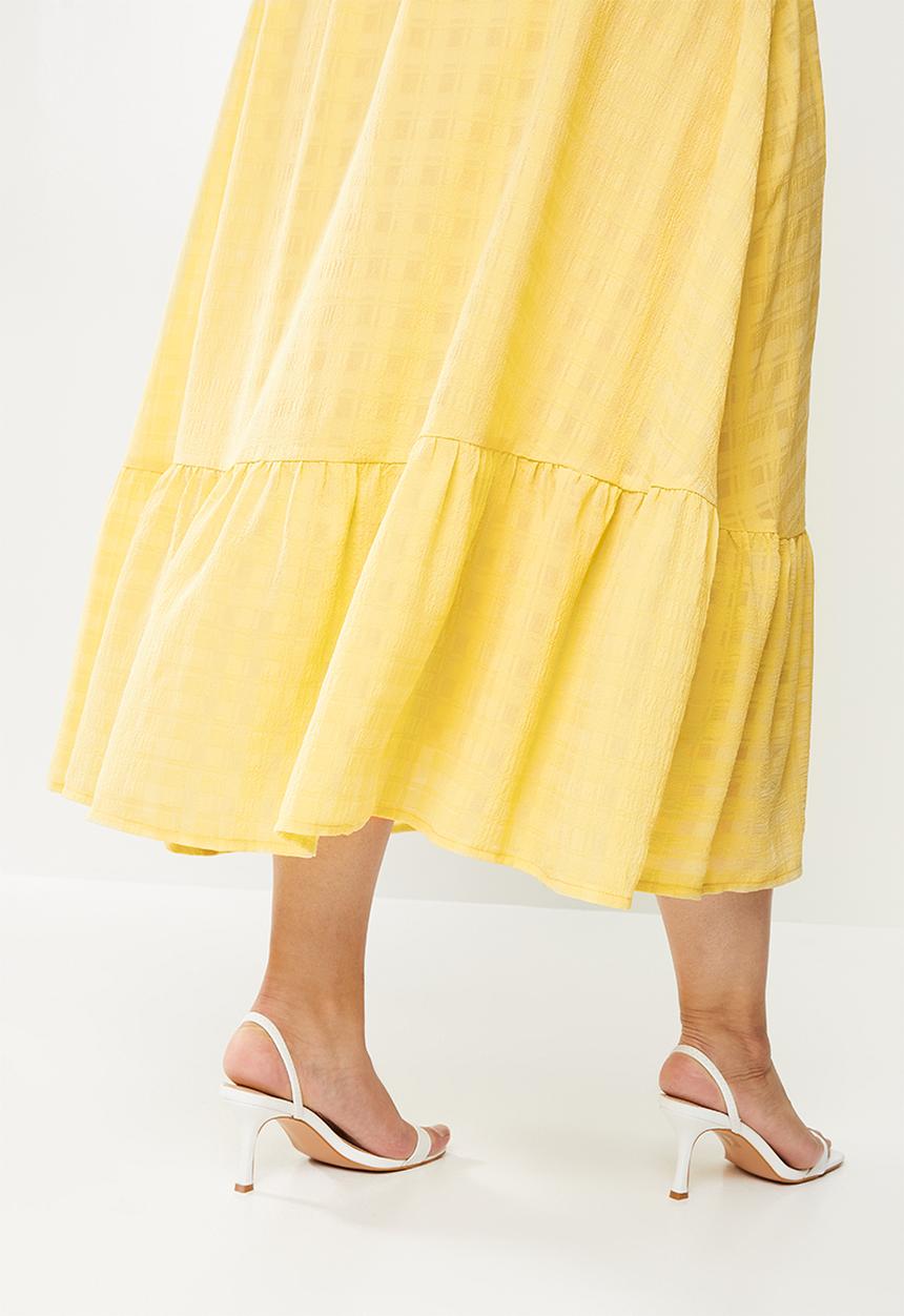 Me&B - Plus interest check wrap dress - marigold