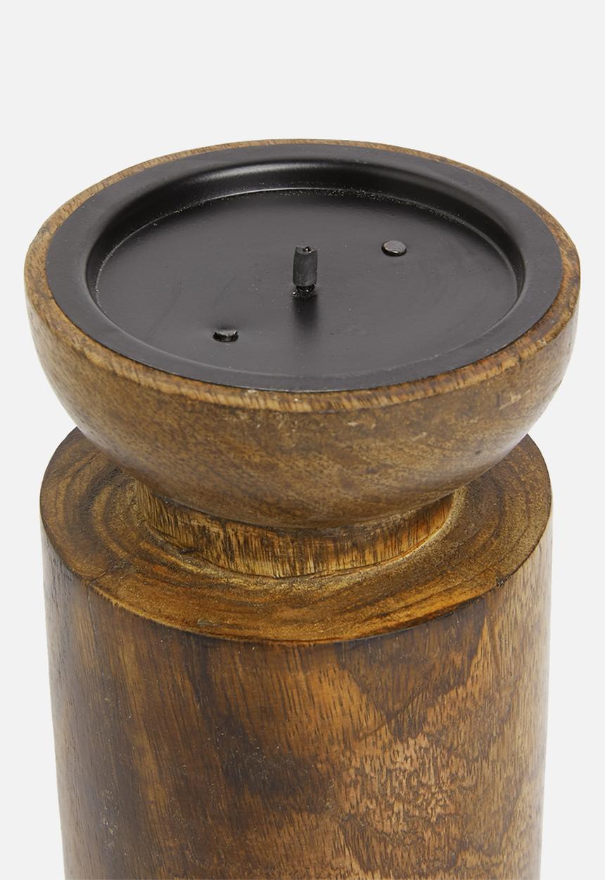 H&S - Wooden pillar candle holder - natural