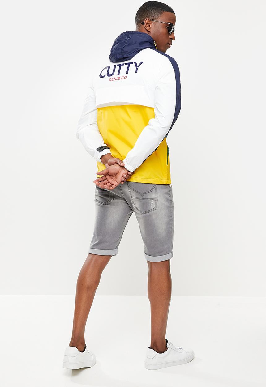 Cutty - Retro hooded colour block jacket - white