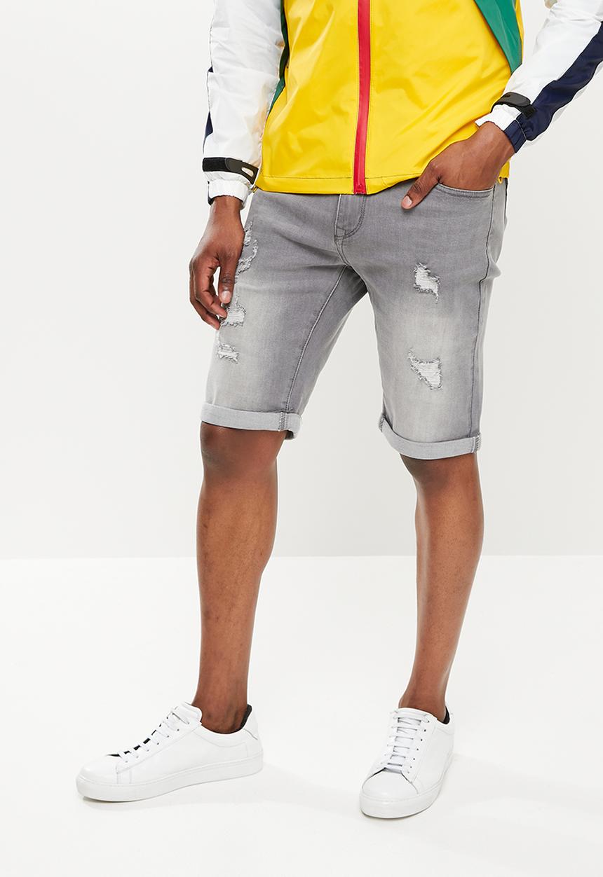 Cutty - Fade regular fit denim shorts - grey