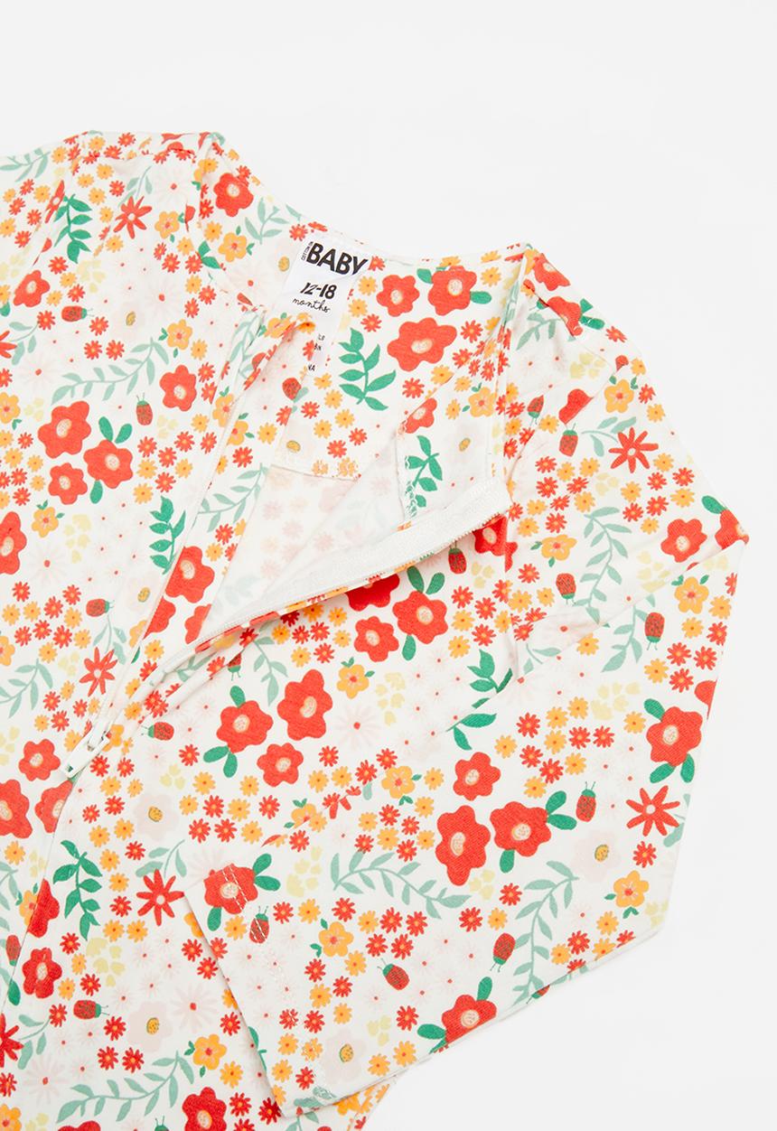 Cotton On - 2 Pack long sleeve zip romper - white & orange 