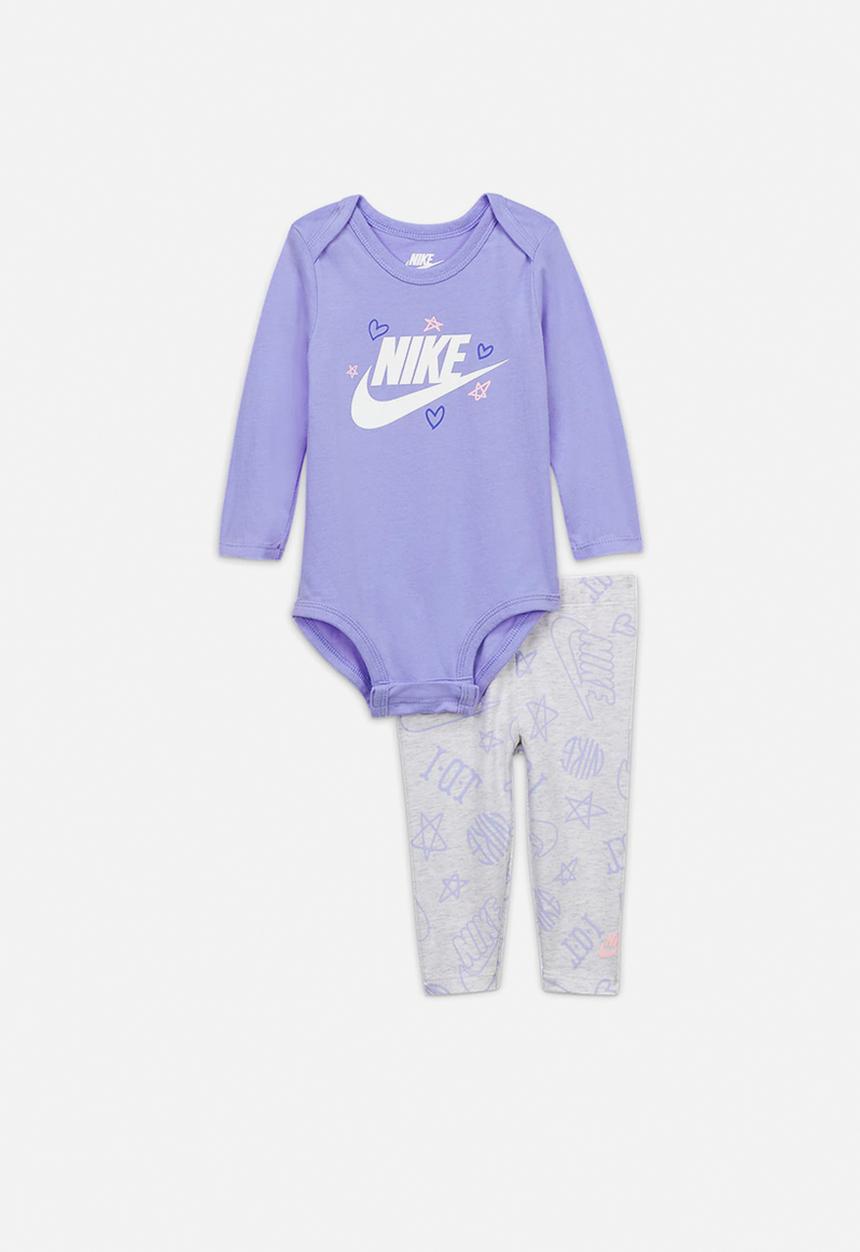 Nike - Nike girls bodysuit pant set - purple & grey 