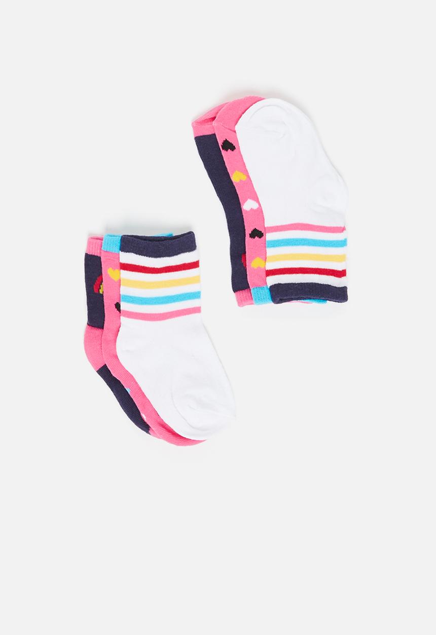 MINOTI - Girls 3 pack hearts rainbow socks - multi