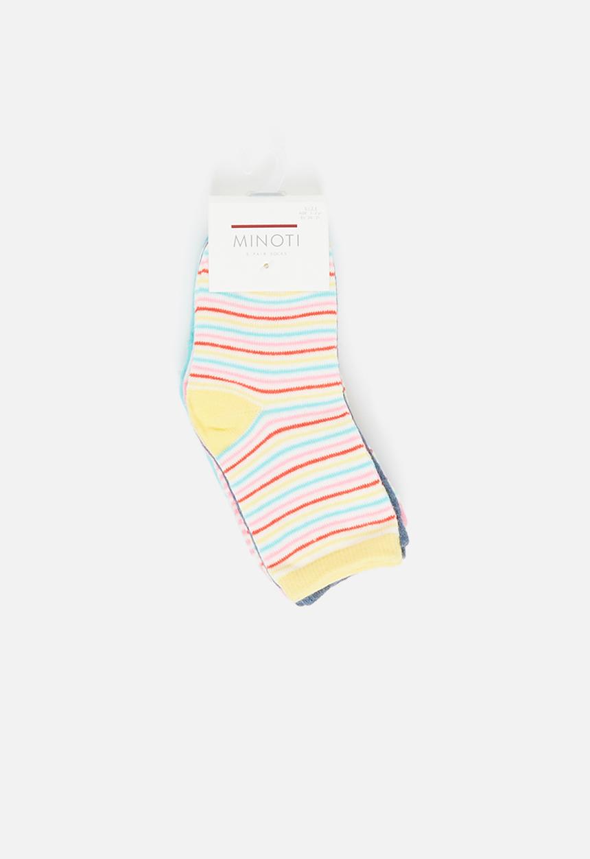 MINOTI - Girls 5pk unicorn stripe socks - multi 