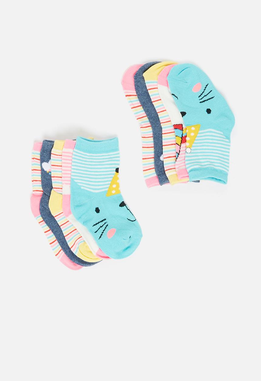 MINOTI - Girls 5pk unicorn stripe socks - multi 