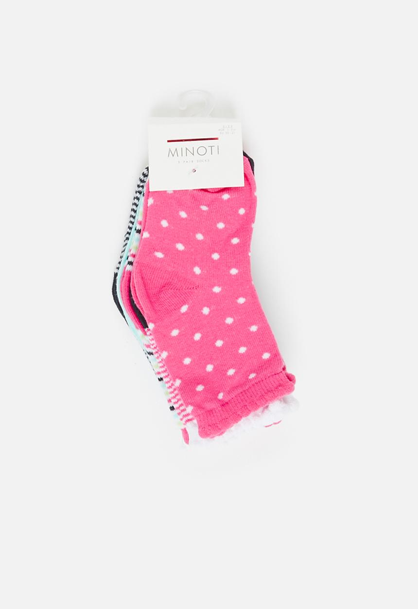 MINOTI - Girls 5 pack happy smile socks - multi