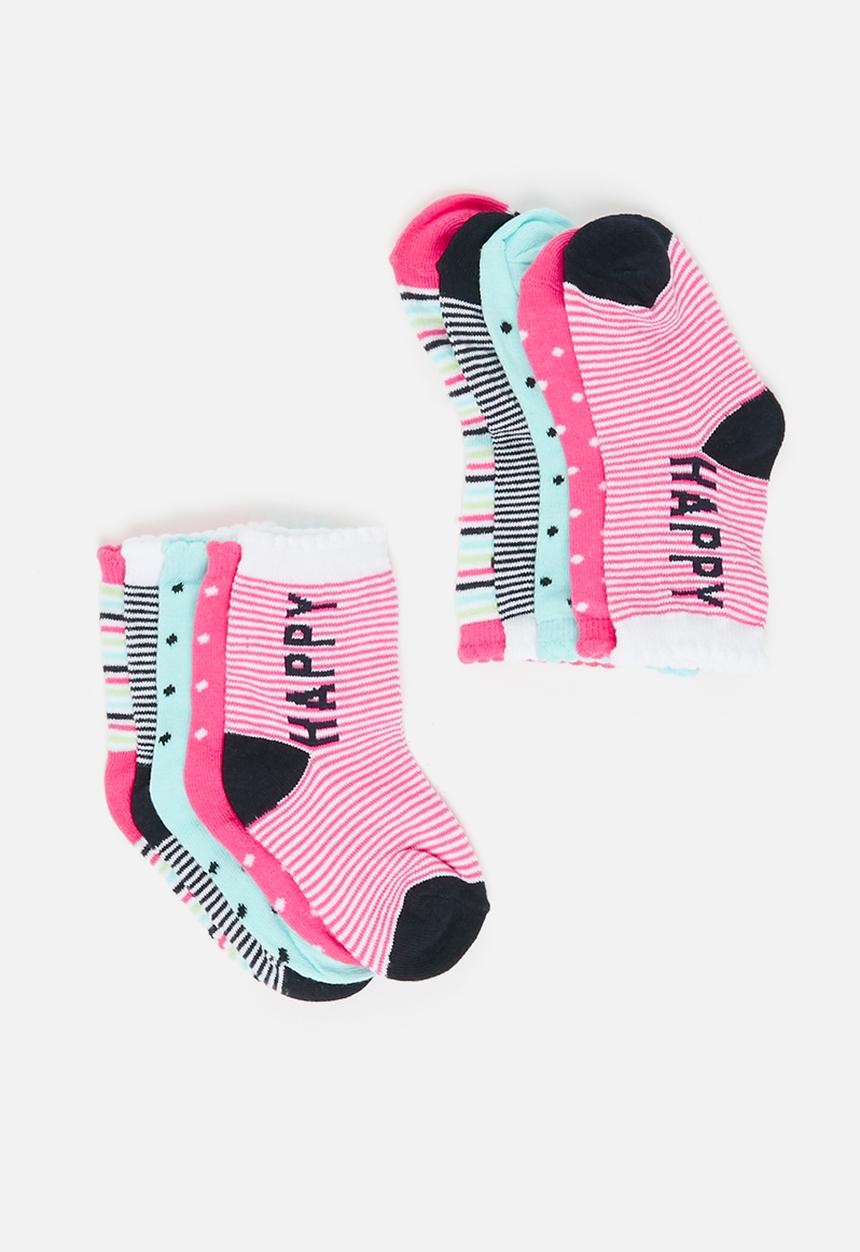 MINOTI - Girls 5 pack happy smile socks - multi