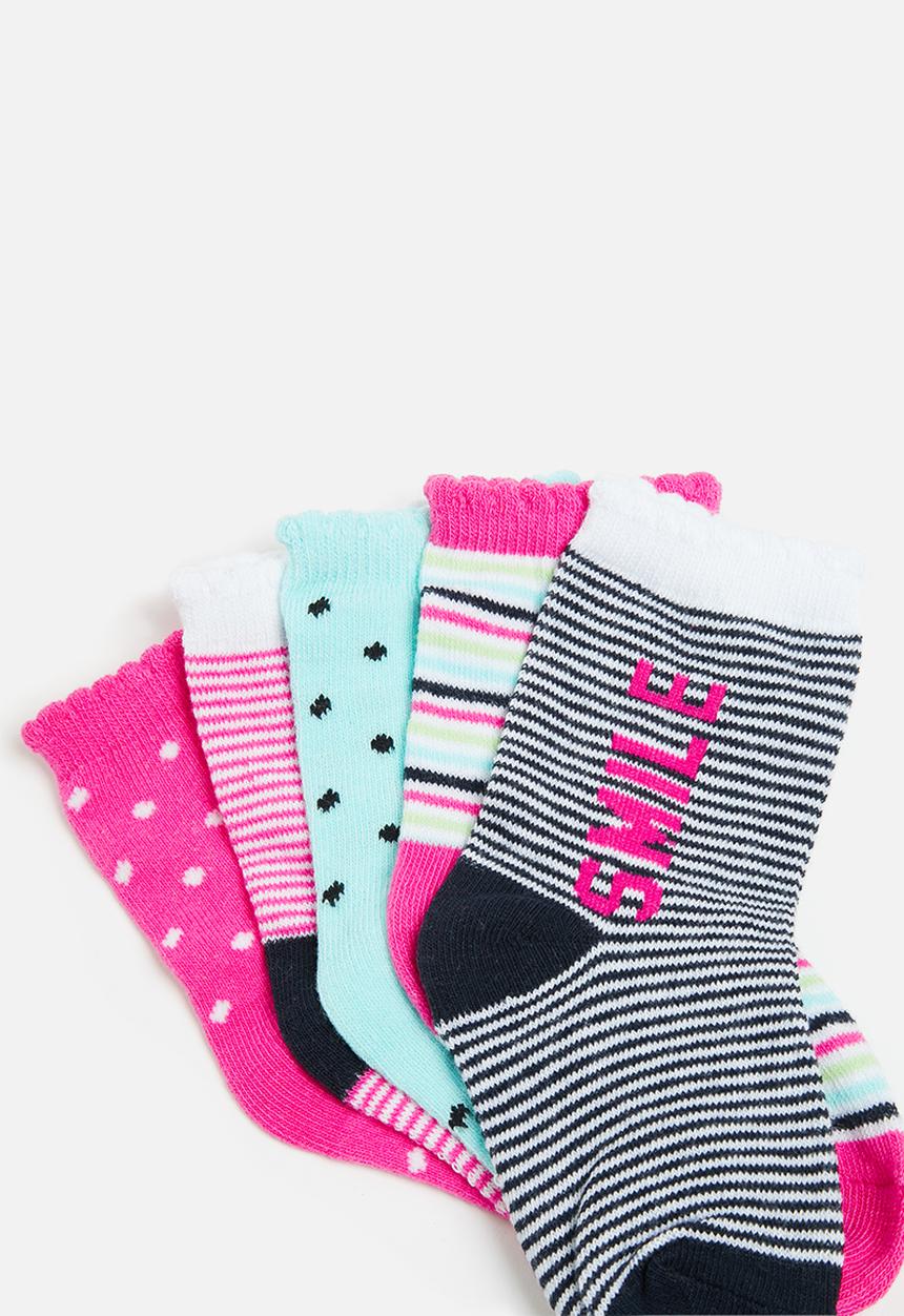 MINOTI - Girls 5 pack happy smile socks - multi