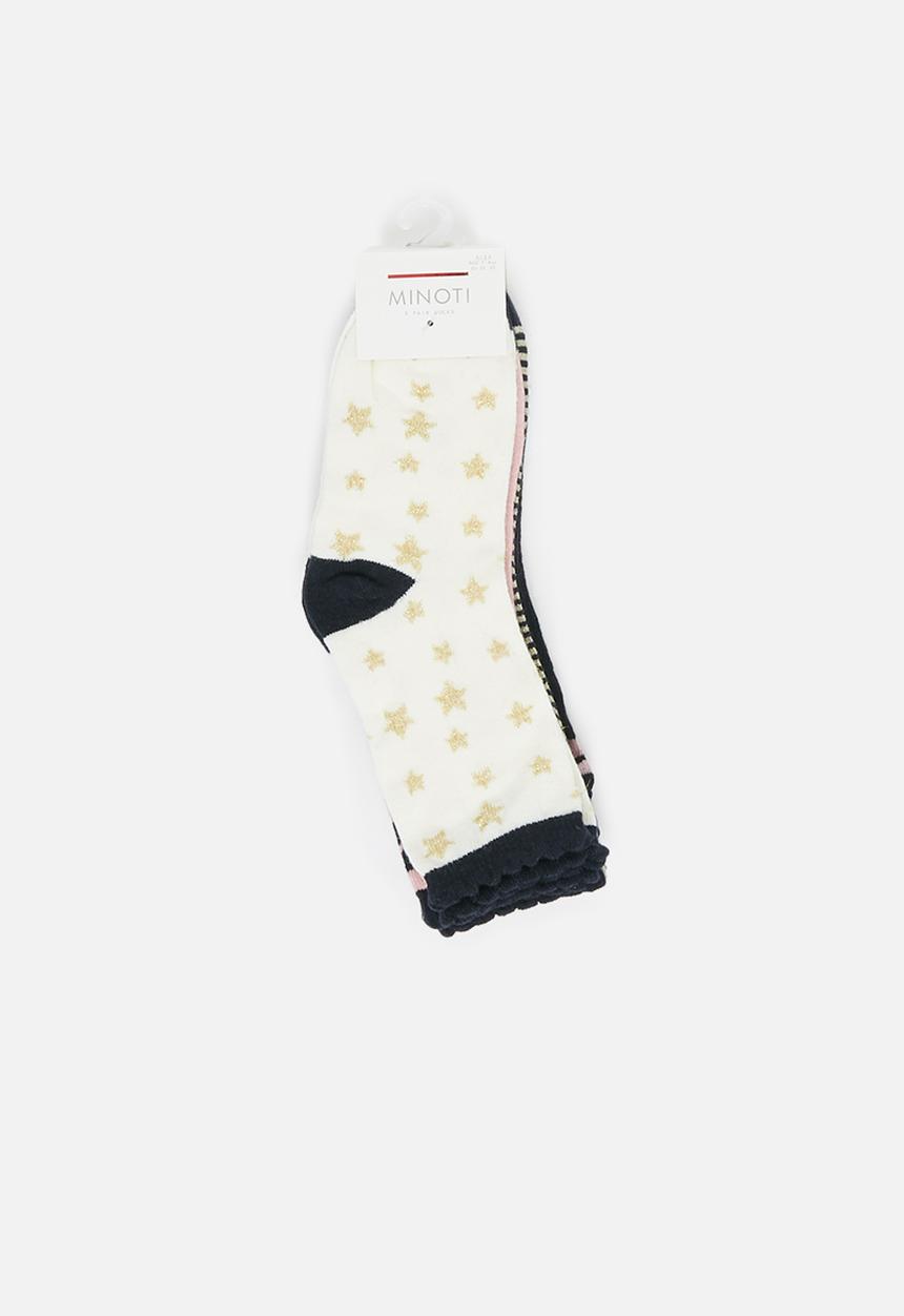 MINOTI - Tween girls 5 pack stars strip socks - multi