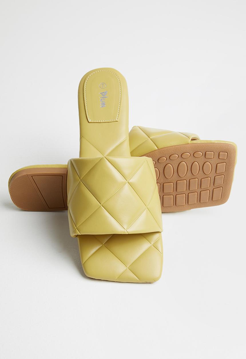 Plum - Coral padded square toe sandal - mustard