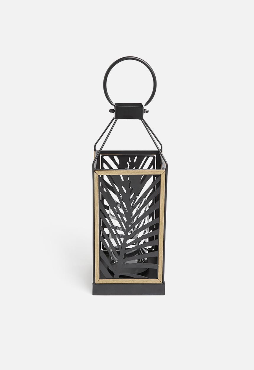 H&S - Bar metal lantern- black & natural 
