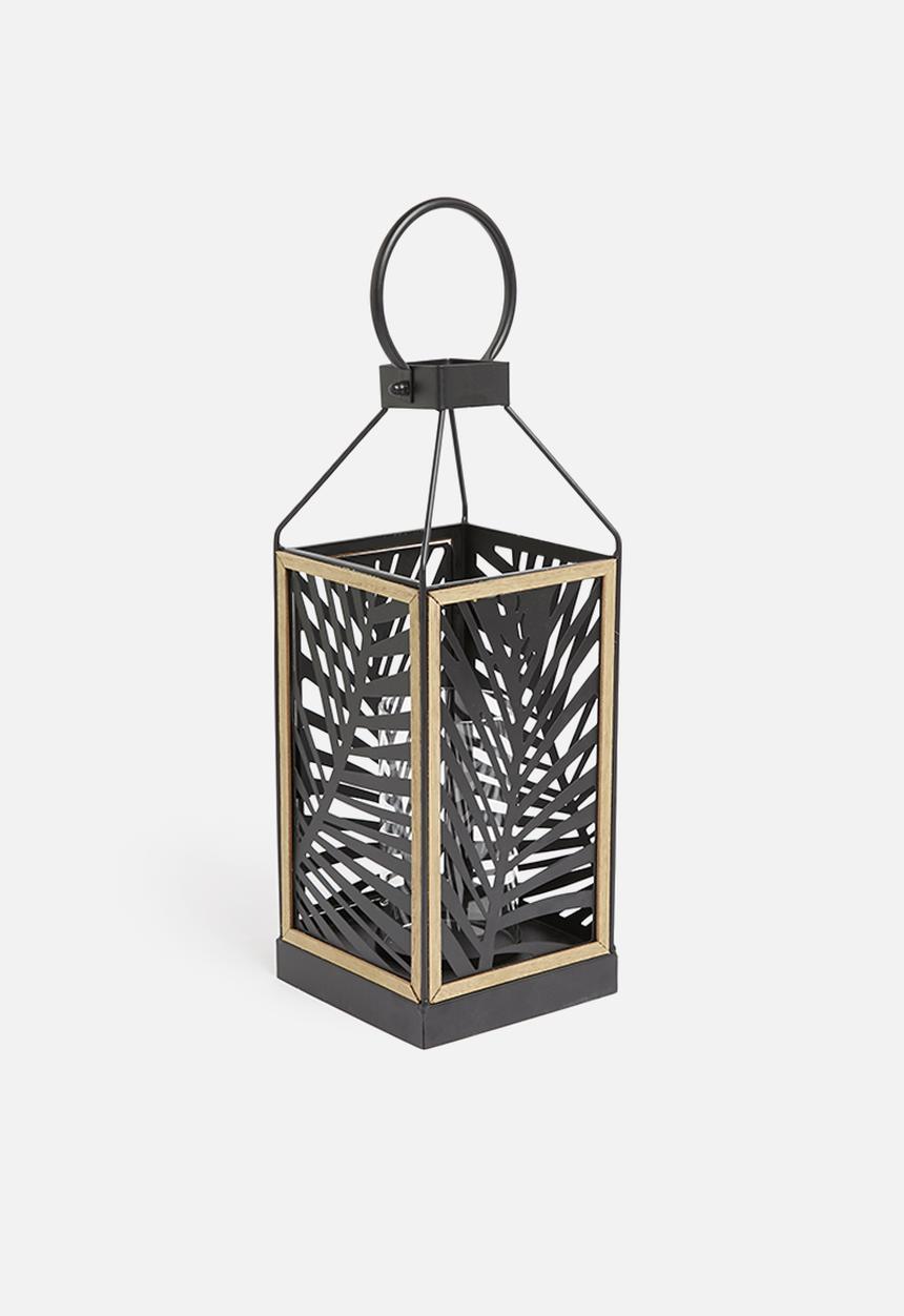 H&S - Bar metal lantern- black & natural 