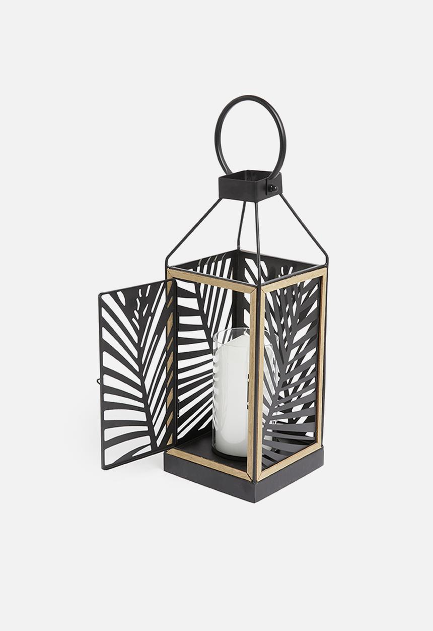 H&S - Bar metal lantern- black & natural 
