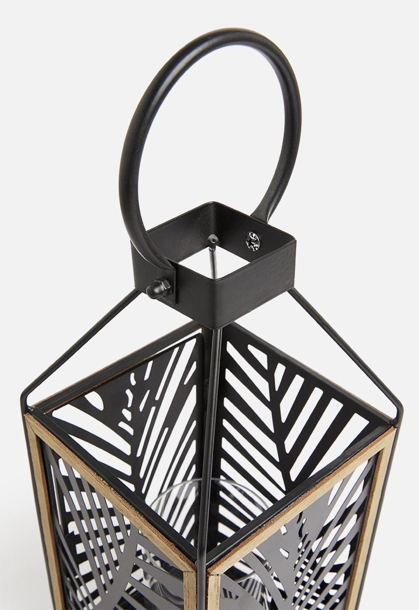 H&S - Bar metal lantern- black & natural 