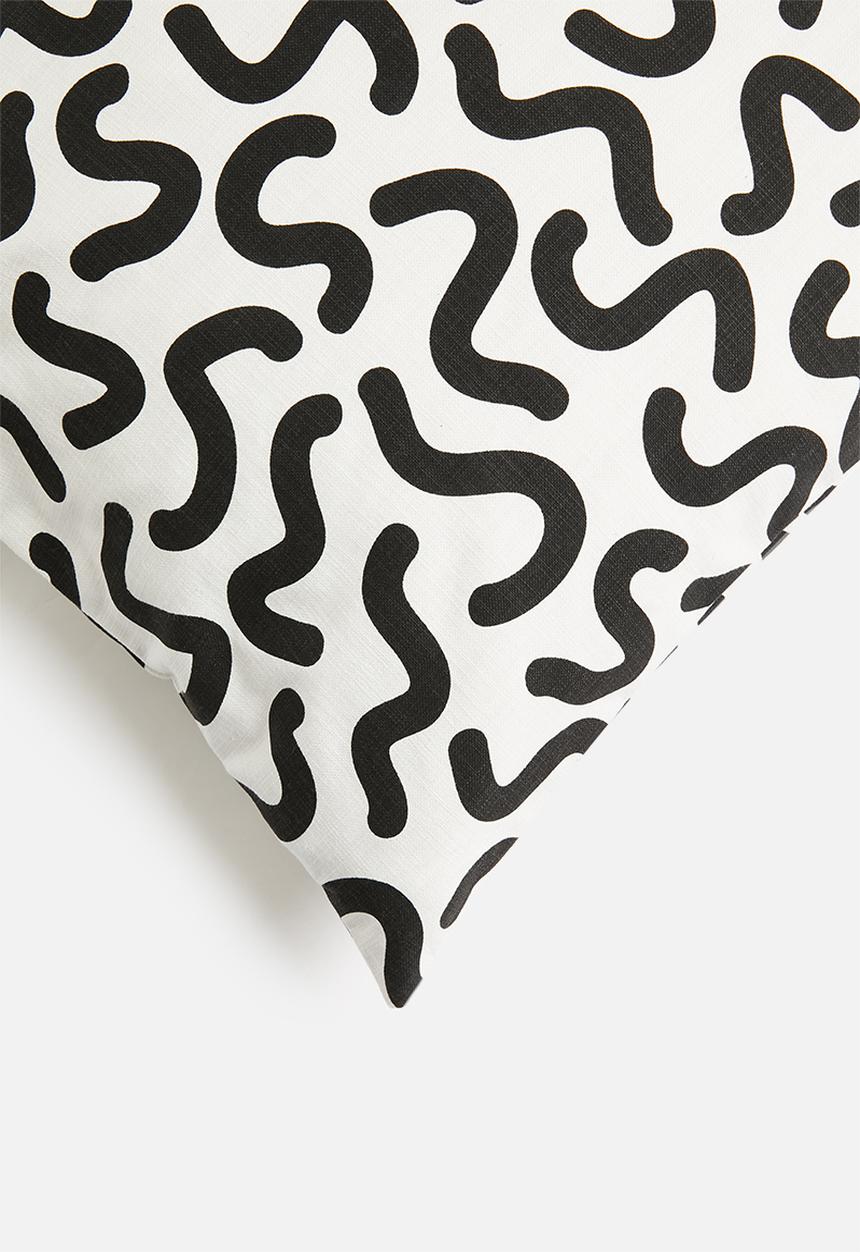Sixth Floor - Squigg printed cushion cover - black & white