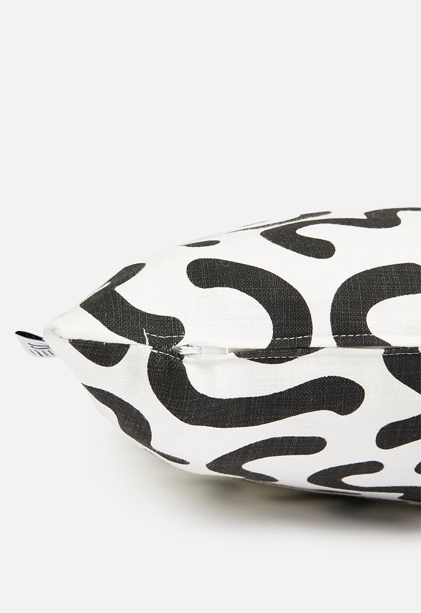 Sixth Floor - Squigg printed cushion cover - black & white