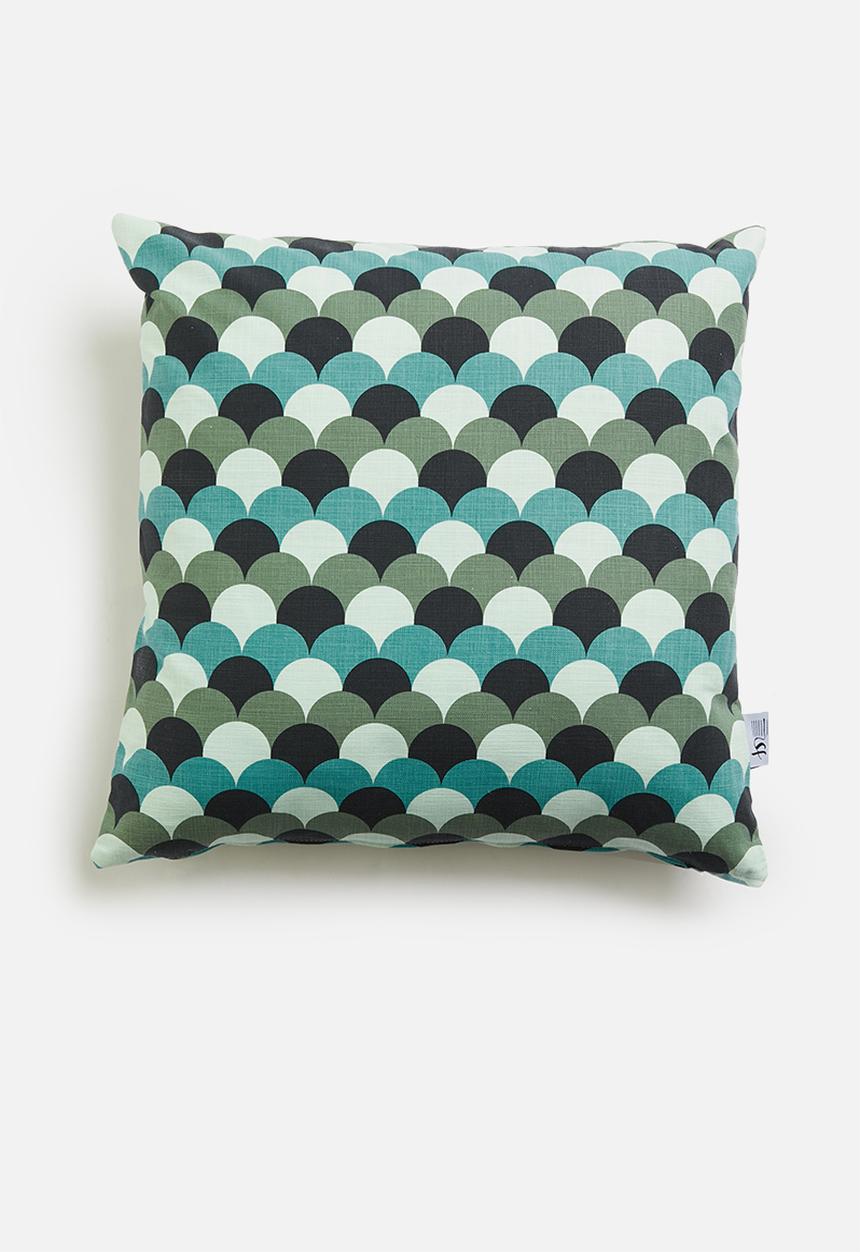 Sixth Floor - Scallop printed cushion cover - green