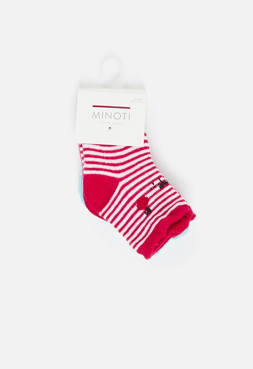 MINOTI - Girls 3 pack character stripe socks - multi