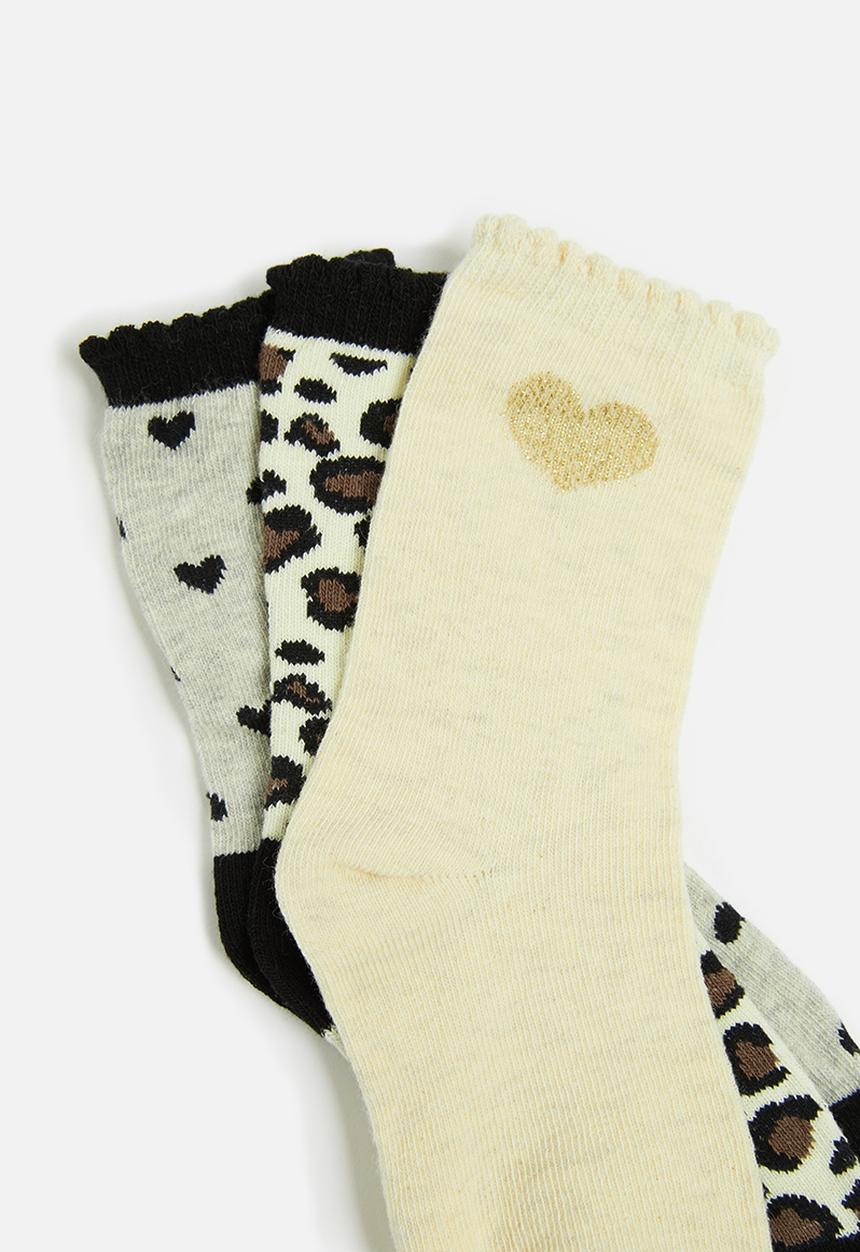 MINOTI - Girls 3 pack hearts aop socks - multi