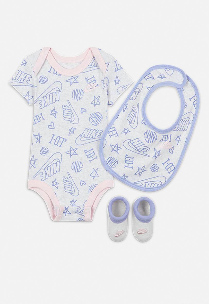 Nike - Nhg girls bib bdysu bootie 3 piece set - grey & purple 