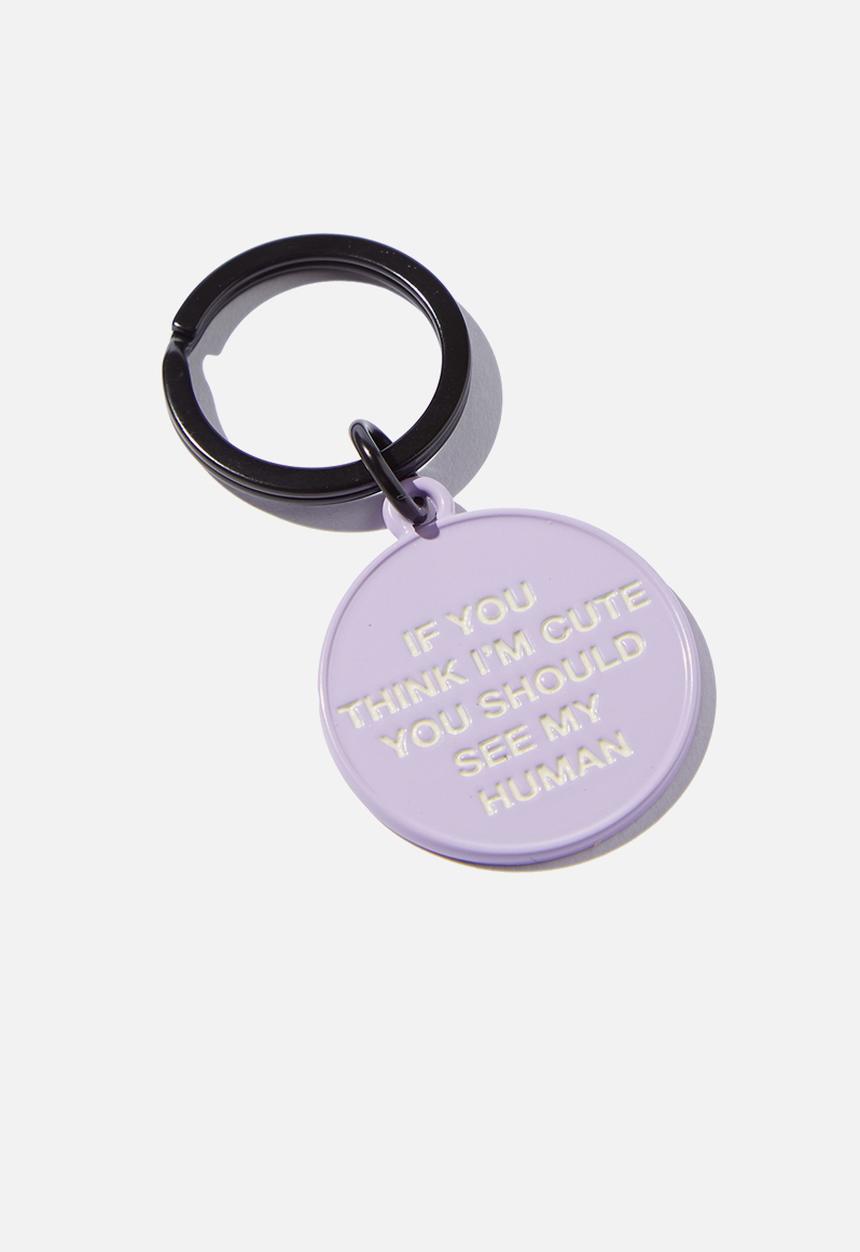 Typo - Pet club pet dog id tag - if you think i'm cute - lilac 