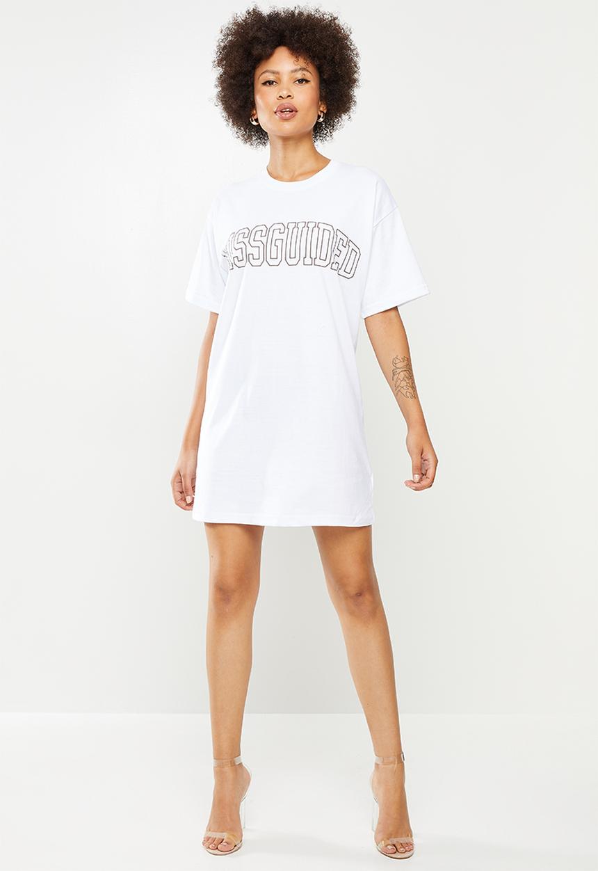 Missguided - Oversized missguided tshirt dress - white 