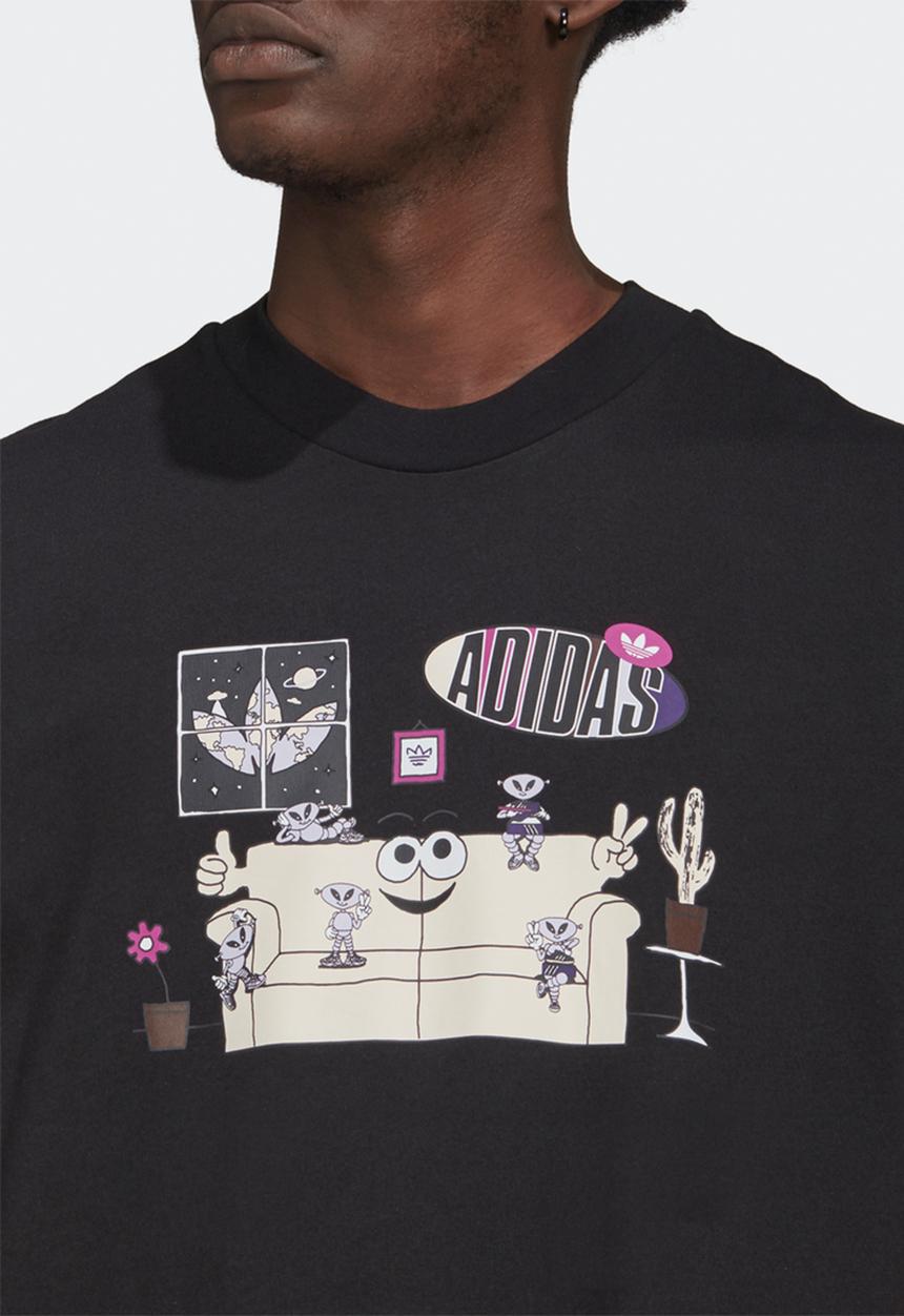 adidas Originals - ADIDAS TREFOIL AREA 33 LOUNGE GRAPHIC TEE - black 