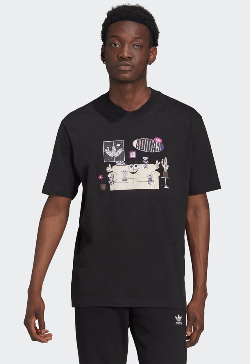 adidas Originals - ADIDAS TREFOIL AREA 33 LOUNGE GRAPHIC TEE - black 