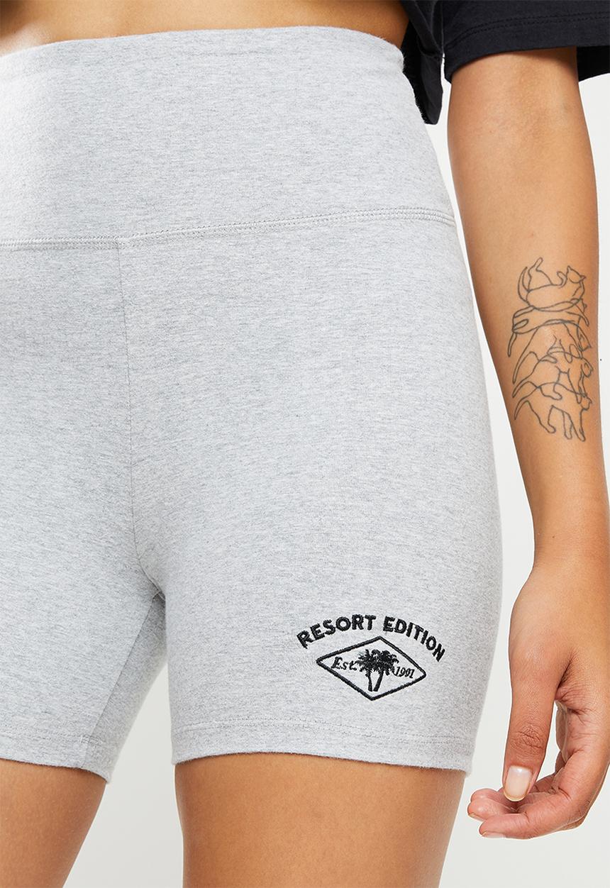 Factorie - Cheeky high waisted printed bike short - grey marle/resort edition