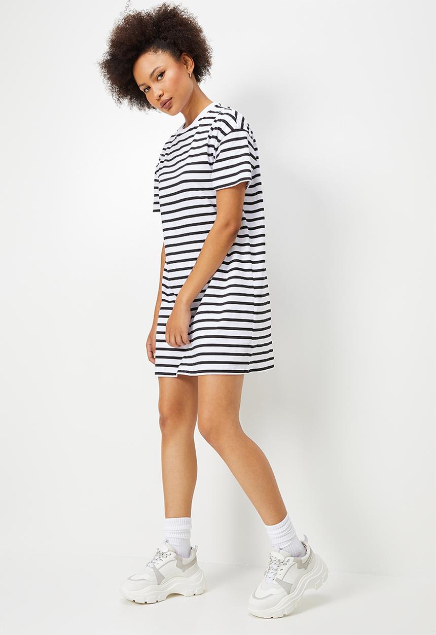 Blake - Stripe t-shirt dress - black and white stripe