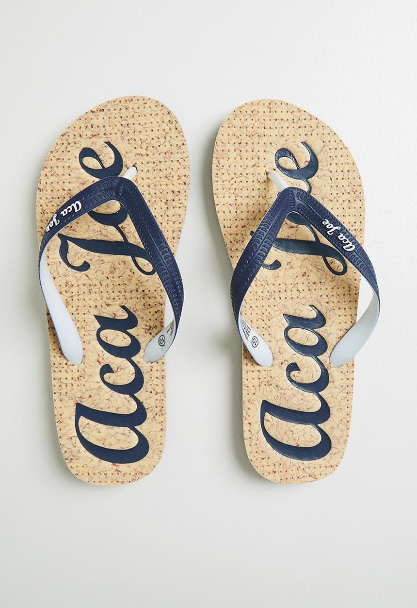 Aca Joe - Print slip-slops - cork/navy