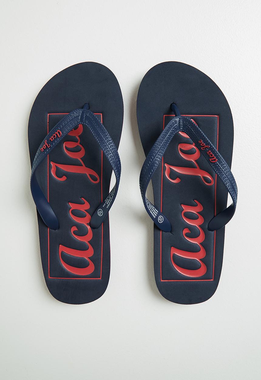 Aca Joe - Print slip-slops - navy & red