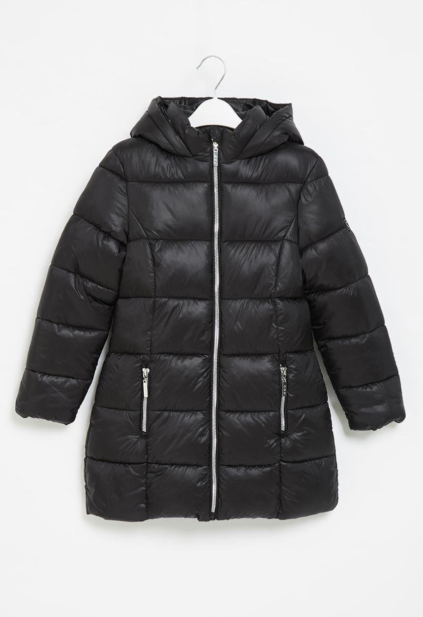 MINOTI - Girls basic longline puffa coat - black