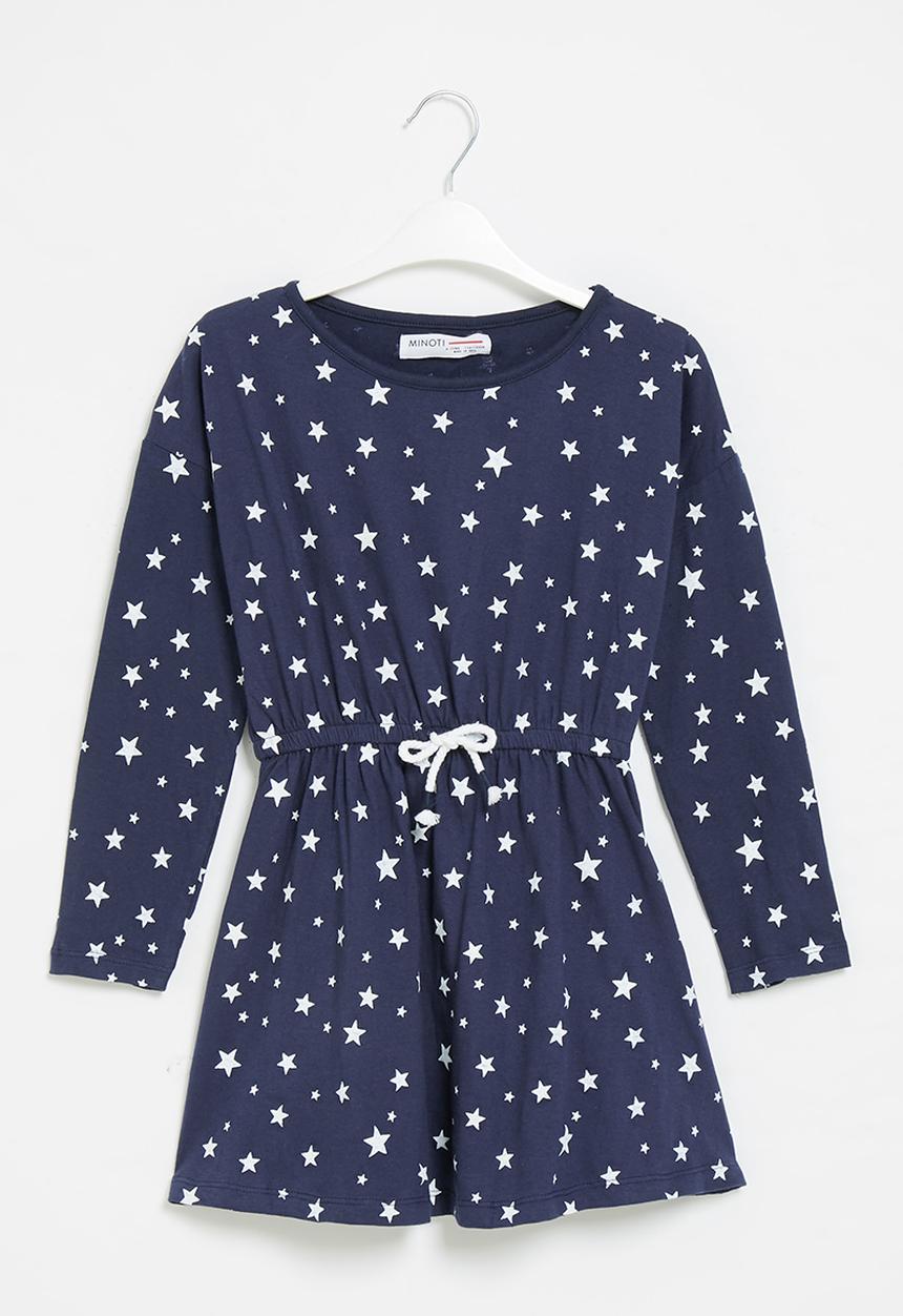 MINOTI - Girls basic aop jersey dress - navy