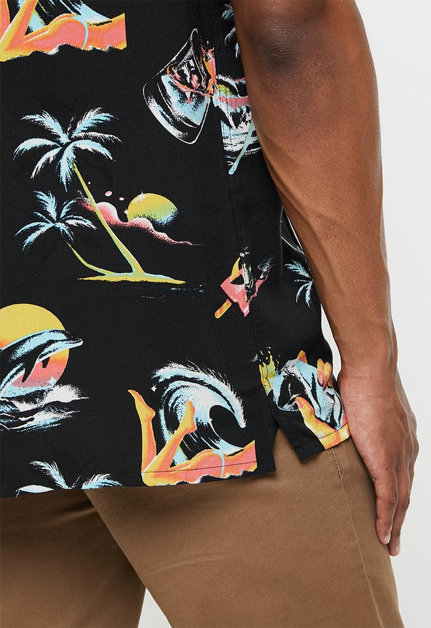 Quiksilver - Sun damage - black tropical print pack