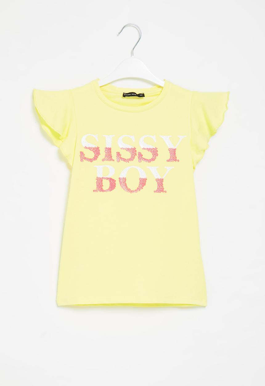 SISSY BOY - Pima flutter sleeve top - pale yellow