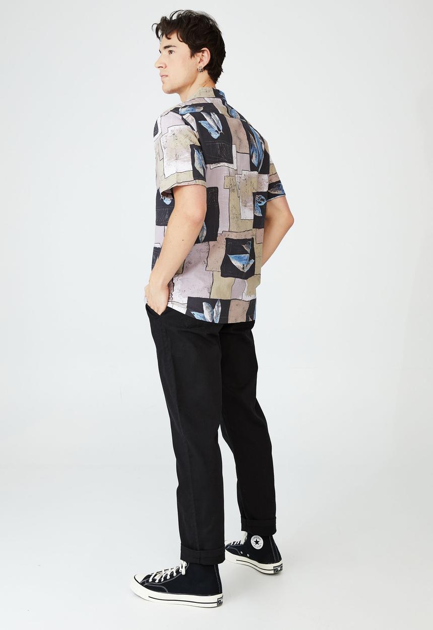 Cotton On - Riviera short sleeve shirt - maroon vintage pattern