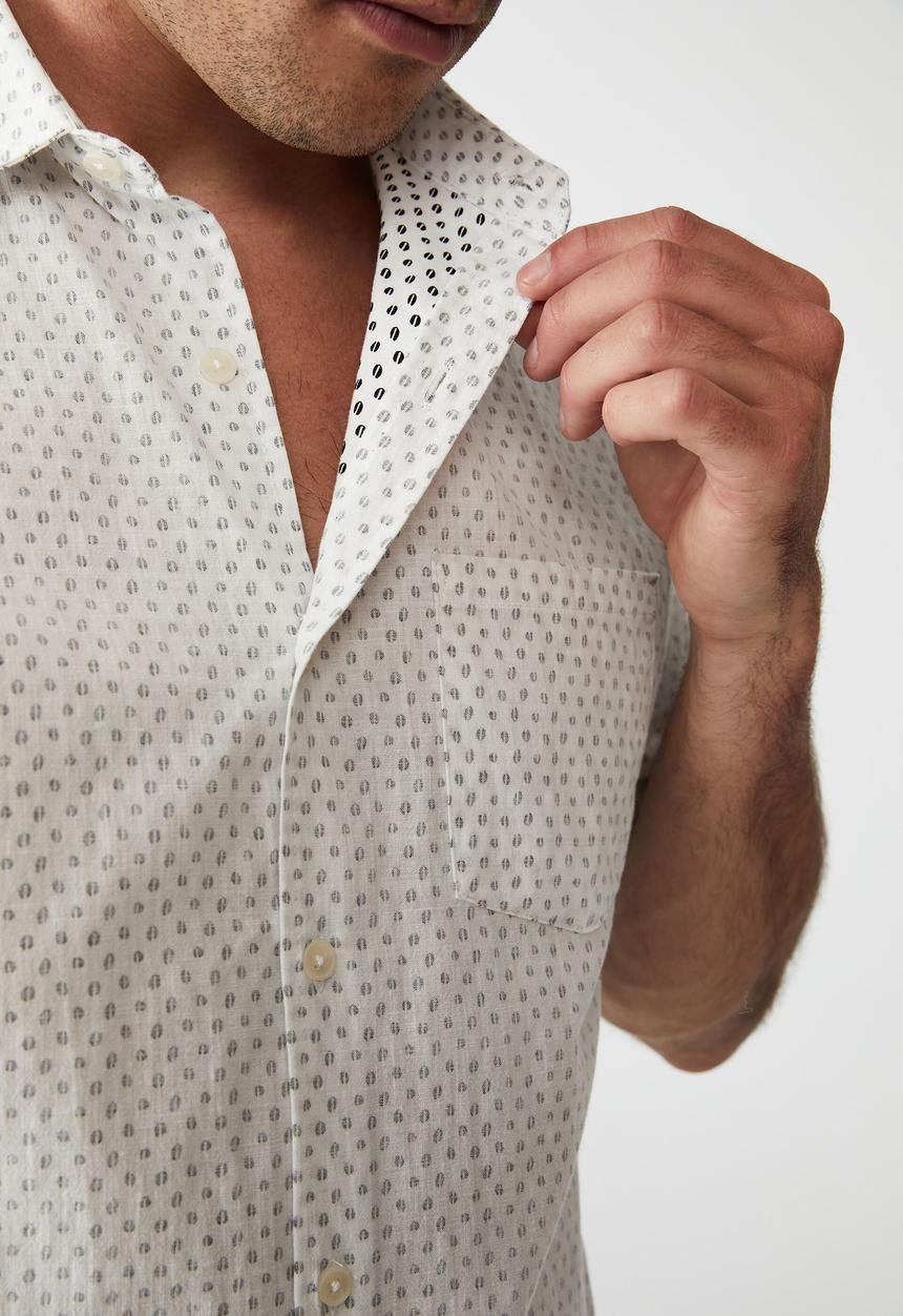 Cotton On - Vacay short sleeve shirt - white coffee bean micro