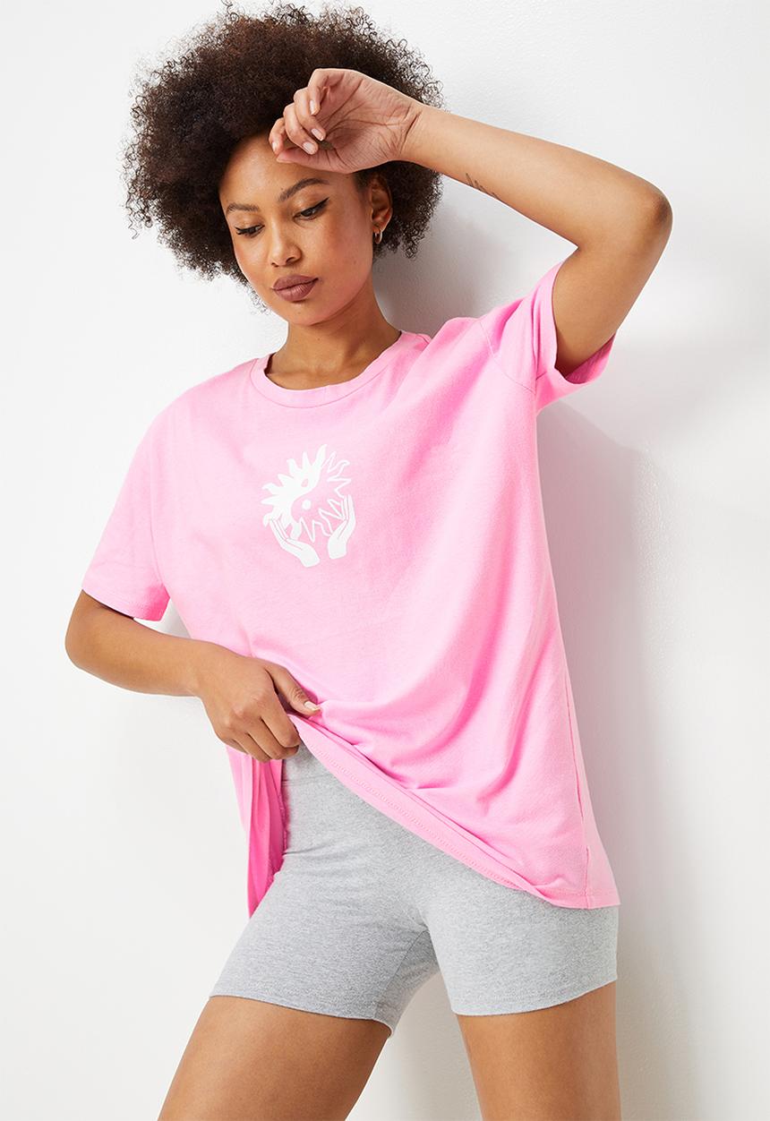 Blake - Oversized tee with print - pink