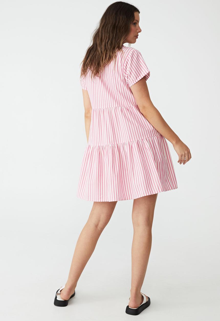 Cotton On - Woven nikki mini shirt dress - hayley stripe wild orchid