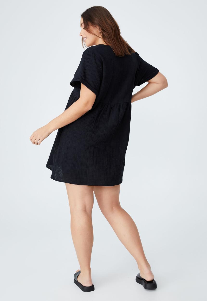 Cotton On - Curve bella mini dress - black