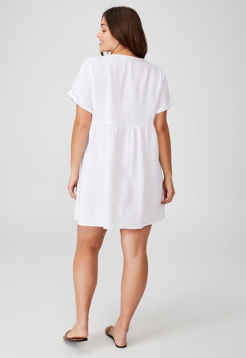 Cotton On - Curve bella mini dress - white