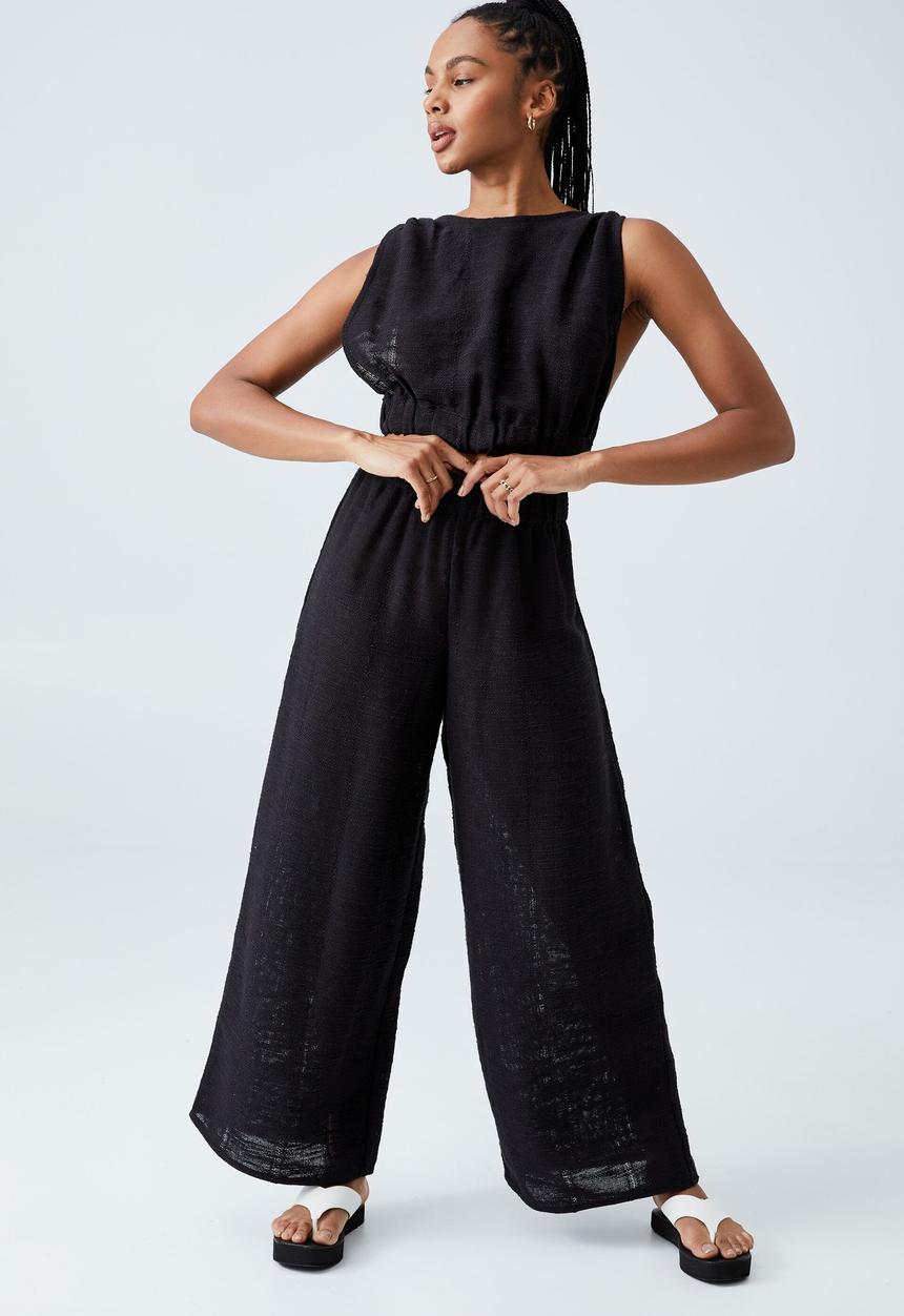 Cotton On - Beach wide leg pants - washed black