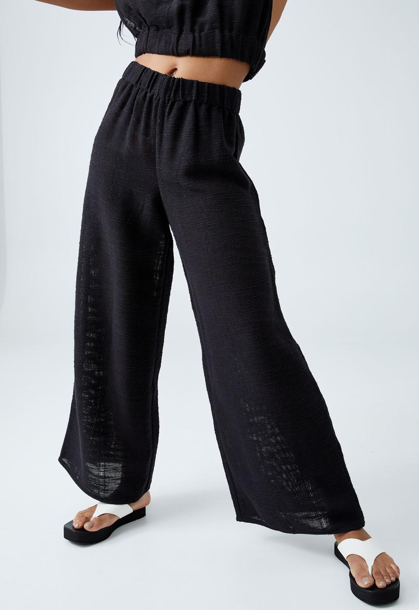 Cotton On - Beach wide leg pants - washed black