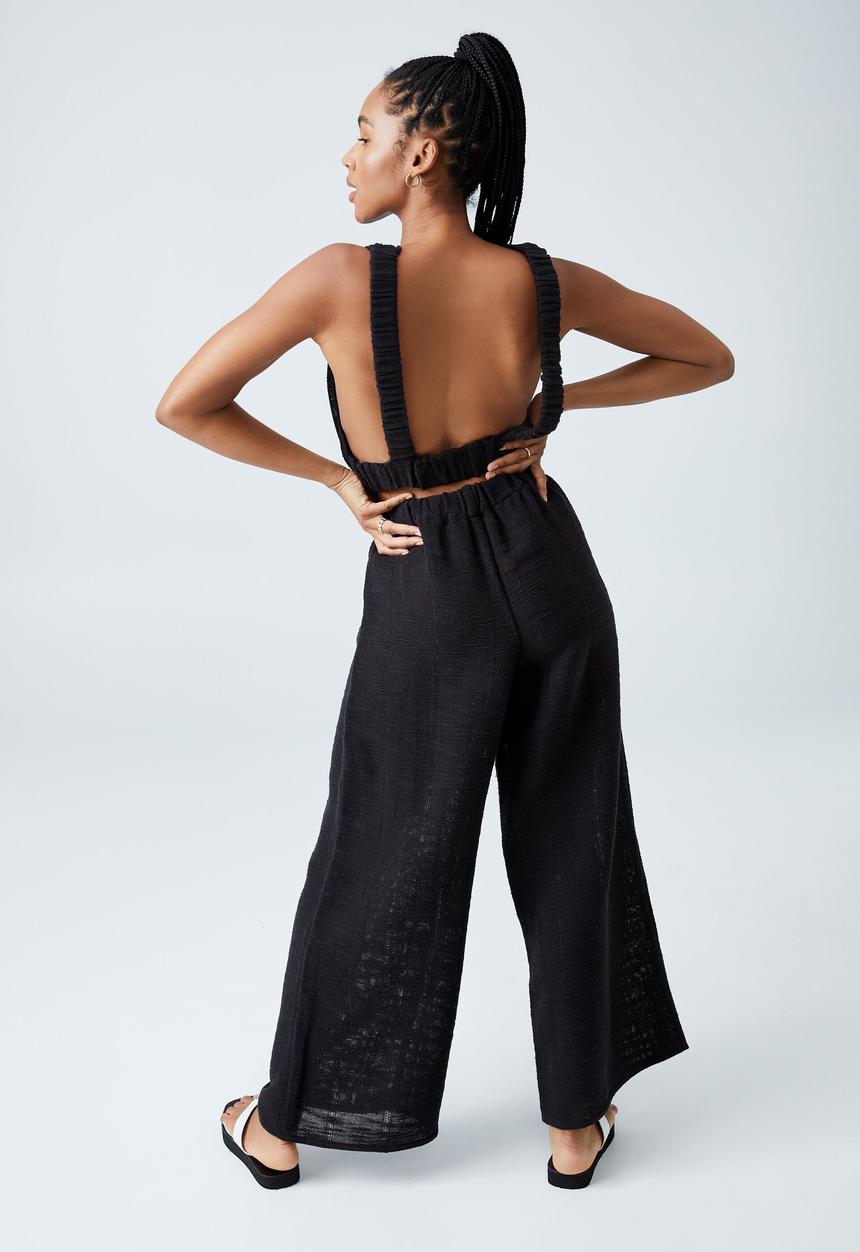 Cotton On - Beach wide leg pants - washed black