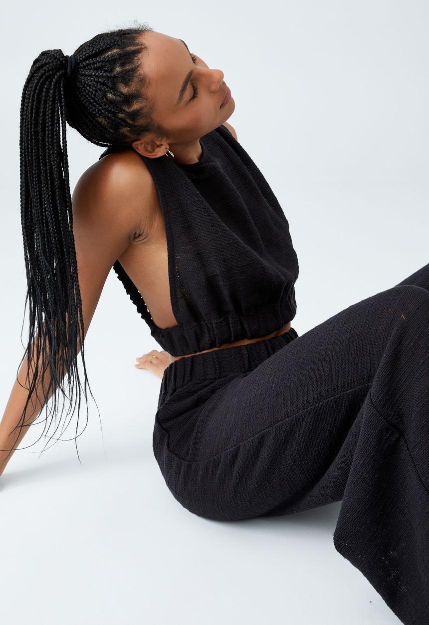 Cotton On - Beach wide leg pants - washed black