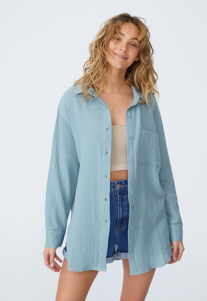 Cotton On - Savannah oversized shirt - azure blue