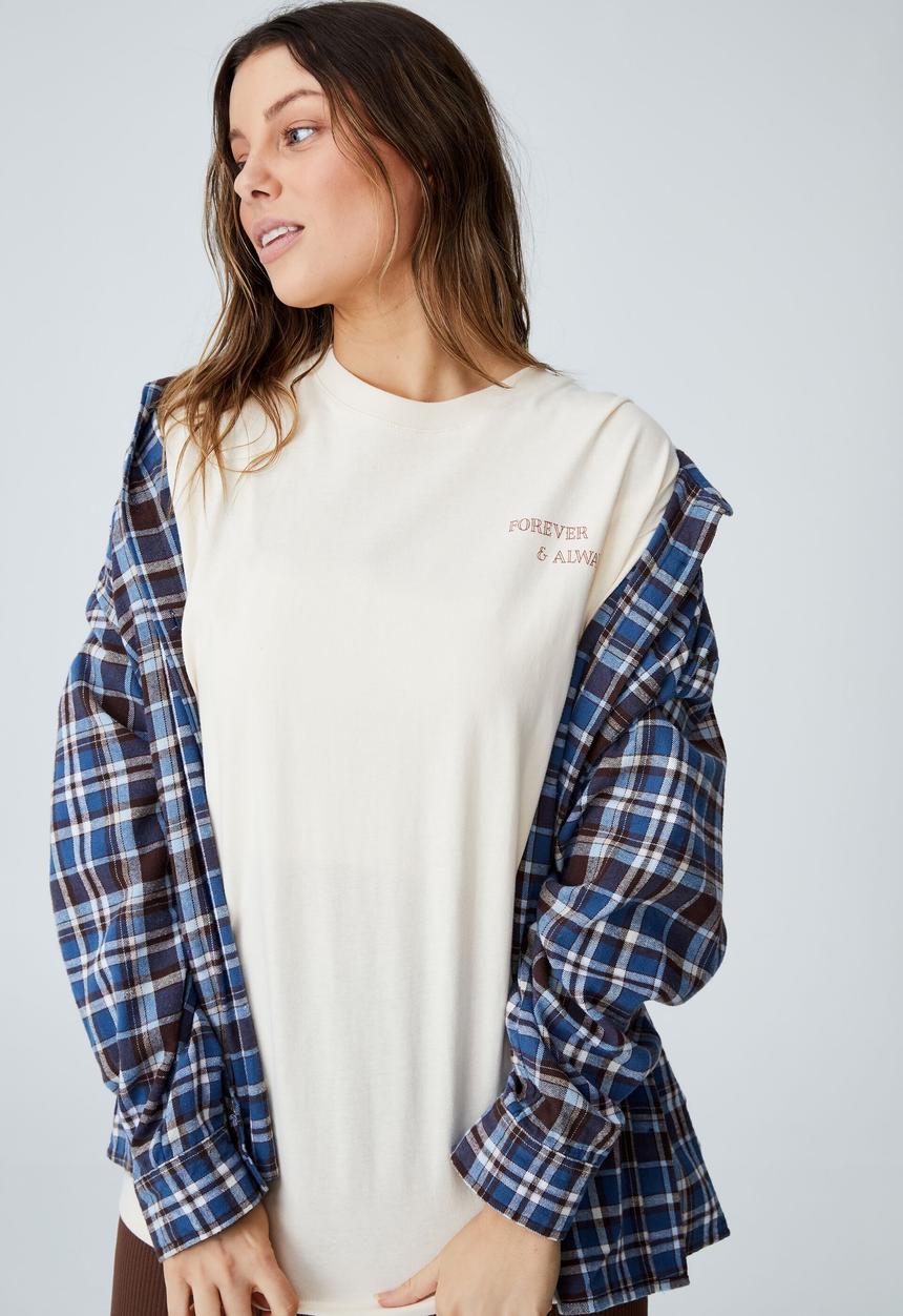 Cotton On - Boyfriend fit graphic tee - forever & always/white sand